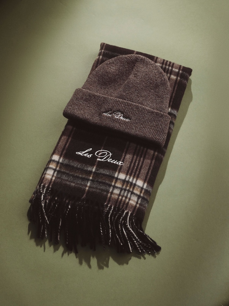 Les Deux Grey Check Wool Scarf - Image 3 of 3 Les Deux Grey Check Wool Scarf - Image 3 of 3