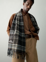 Les Deux Grey Check Wool Scarf - Image 4 of 4