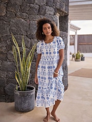 M&Co White Embroidery Button 100% Cotton Dress - Image 1 of 5
