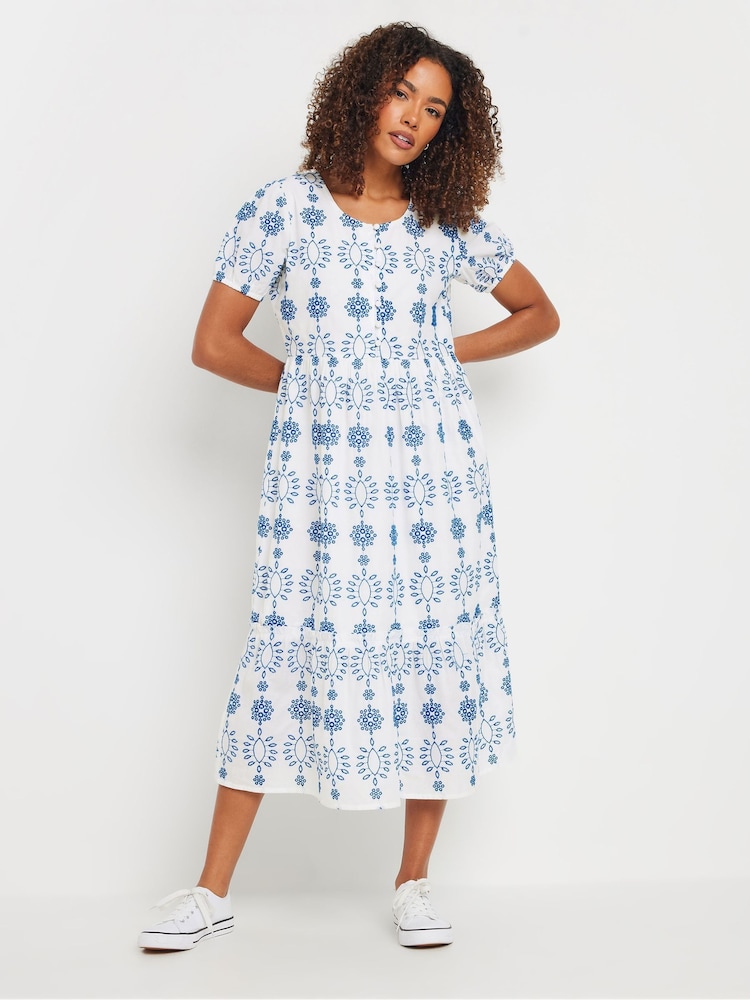 M&Co White Embroidery Button 100% Cotton Dress - Image 2 of 5