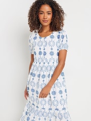 M&Co White Embroidery Button 100% Cotton Dress - Image 5 of 5