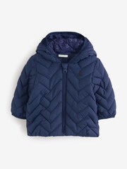 Marineblau - Benetton Baby Padded Quilt Jacket with Ears - Bild 1 von 1