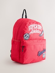 Superdry Red Embroidered Varsity Badge Logo Backpack - Image 1 of 5