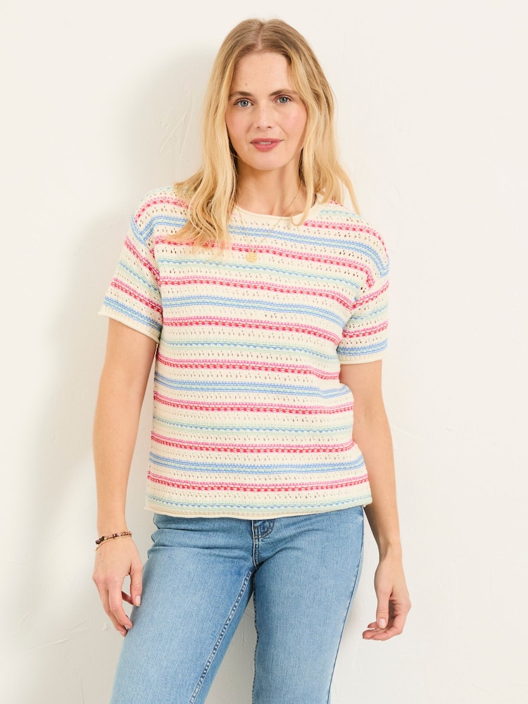 FatFace Flora Ivory Stripe Knitted Top - Image 1 of 5 FatFace Flora Ivory Stripe Knitted Top - Image 1 of 5
