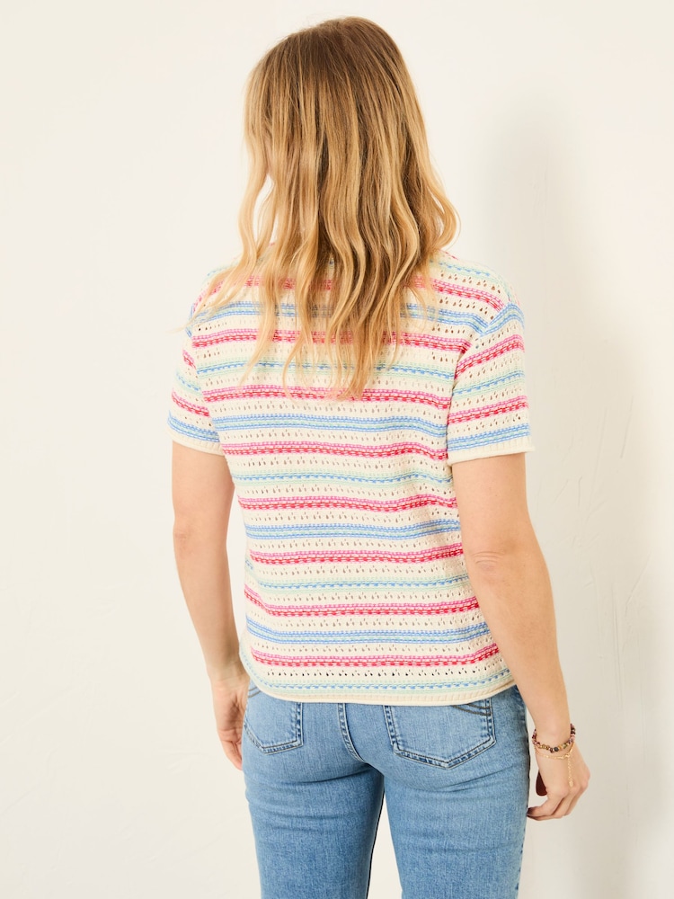 FatFace Flora Ivory Stripe Knitted Top - Image 2 of 5 FatFace Flora Ivory Stripe Knitted Top - Image 2 of 5