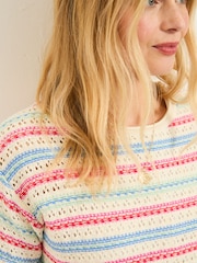 FatFace Flora Ivory Stripe Knitted Top - Image 3 of 5