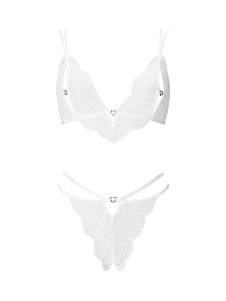 Белый - Ann Summers Бриллиантовое сердце Комплект из бюстгальтеров и стрингов без промежности - Изображение 6 из 6