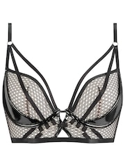 Negro - Ann Summers Evoke PU & Mesh Non Pad Plunge Bra - Imagen 5 de 5