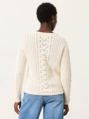 FatFace Cameron Ivory Knitted Textured Jumper - Image 3 of 7