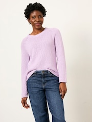 FatFace Sophia Lilac Purple Knitted Slub Jumper - Image 1 of 5