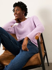 FatFace Sophia Lilac Purple Knitted Slub Jumper - Image 4 of 5