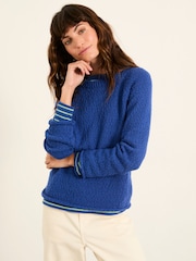FatFace Sophia Cobalt Blue Knitted Slub Jumper - Image 1 of 6