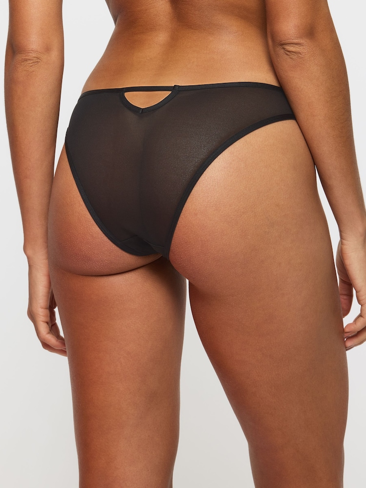 Ann Summers Black Evoke PU & Mesh Brazilian Knickers - Image 2 of 5