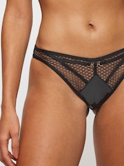 Ann Summers Black Evoke PU & Mesh Brazilian Knickers - Image 3 of 5