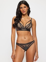 Ann Summers Black Evoke PU & Mesh Brazilian Knickers - Image 4 of 5