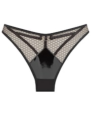 Ann Summers Black Evoke PU & Mesh Brazilian Knickers - Image 5 of 5