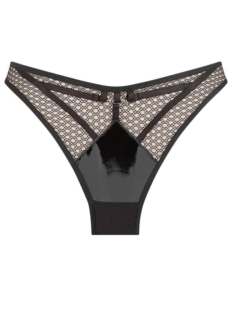 Ann Summers Black Evoke PU & Mesh Brazilian Knickers - Image 5 of 5