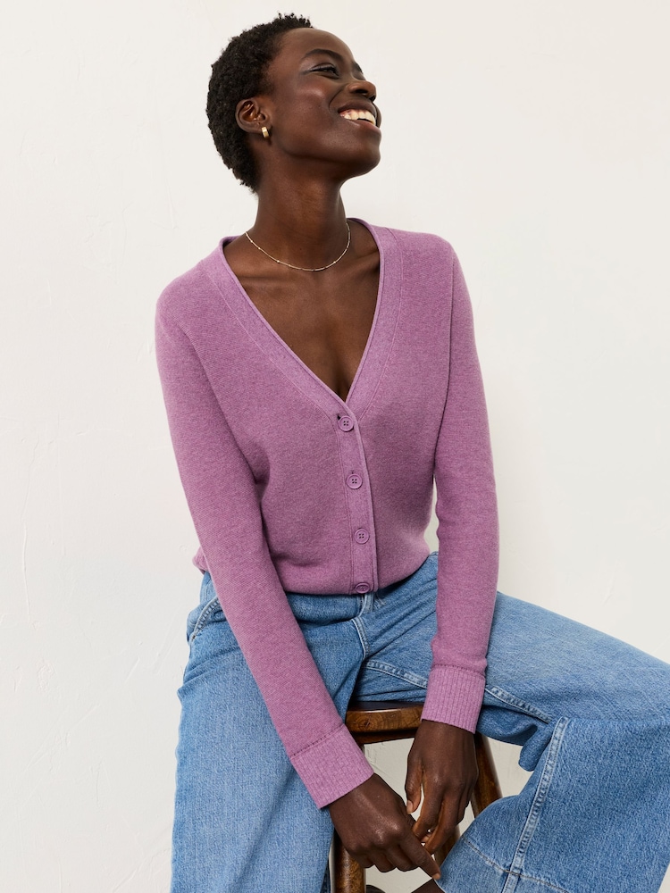 FatFace Lucee Purple Knitted Cardigan - Image 1 of 6 FatFace Lucee Purple Knitted Cardigan - Image 1 of 6