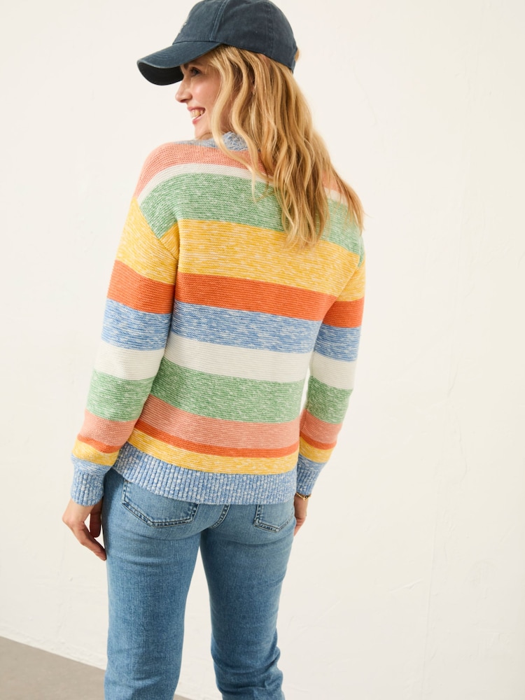 FatFace Blue Knitted Surf Stripe Crew Jumper - Image 2 of 5