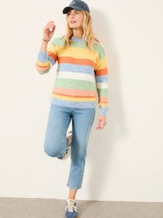 FatFace Blue Knitted Surf Stripe Crew Jumper - Image 3 of 5