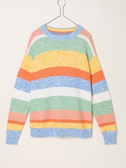 FatFace Blue Knitted Surf Stripe Crew Jumper - Image 5 of 5