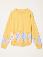 Gelb - FatFace Knitted Argyle Jumper - Bild 5 von 5