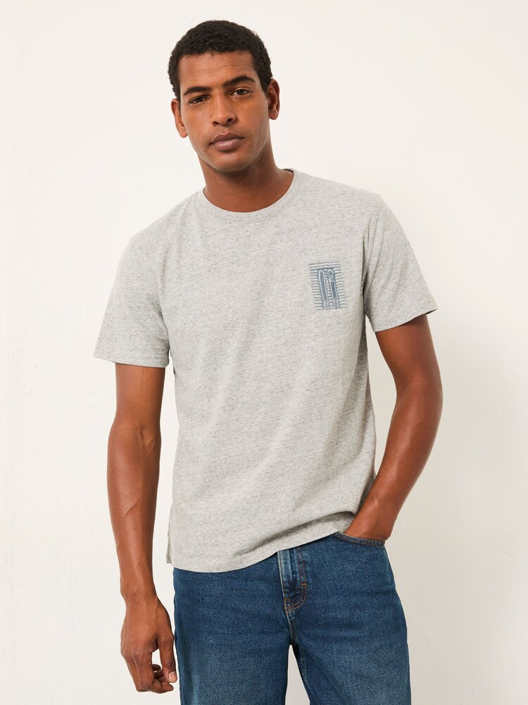 FatFace Light Grey First Up Last Off T-Shirt - Image 1 of 6 FatFace Light Grey First Up Last Off T-Shirt - Image 1 of 6