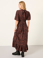 FatFace Mila Black Circle Floral Midi Dress - Image 3 of 7