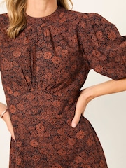 FatFace Mila Black Circle Floral Midi Dress - Image 4 of 7