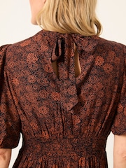 FatFace Mila Black Circle Floral Midi Dress - Image 5 of 7