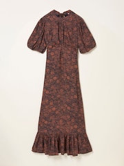 FatFace Mila Black Circle Floral Midi Dress - Image 7 of 7