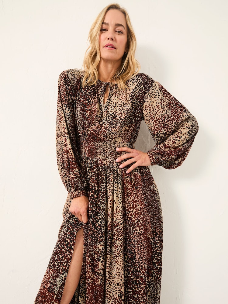 Buy FatFace Jaqs Light Brown Layered Animal Midi Dress from Next USA
