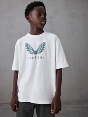 Castore White Logo Oversized Short Sleeve Cotton T-Shirt - Image 1 of 7