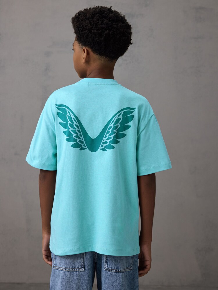 Castore Teal Blue Logo Oversized Short Sleeve Cotton T-Shirt - Image 2 of 4 Castore Teal Blue Logo Oversized Short Sleeve Cotton T-Shirt - Image 2 of 4
