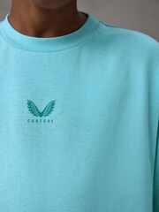 Castore Teal Blue Logo Oversized Short Sleeve Cotton T-Shirt - Image 3 of 4