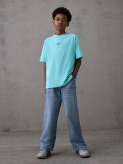 Castore Teal Blue Logo Oversized Short Sleeve Cotton T-Shirt - Image 4 of 4