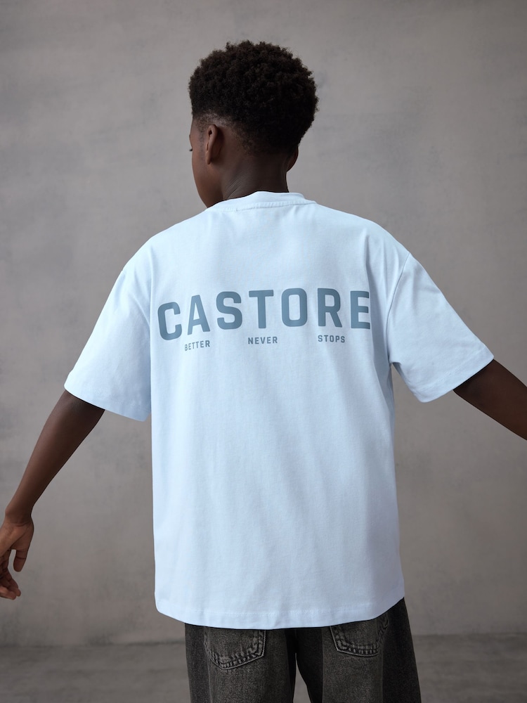 Castore Light Blue Oversized Short Sleeve Cotton T-Shirt - Image 1 of 8 Castore Light Blue Oversized Short Sleeve Cotton T-Shirt - Image 1 of 8