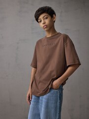 Castore Brown Oversized Short Sleeve Cotton T-Shirt - Image 1 of 5