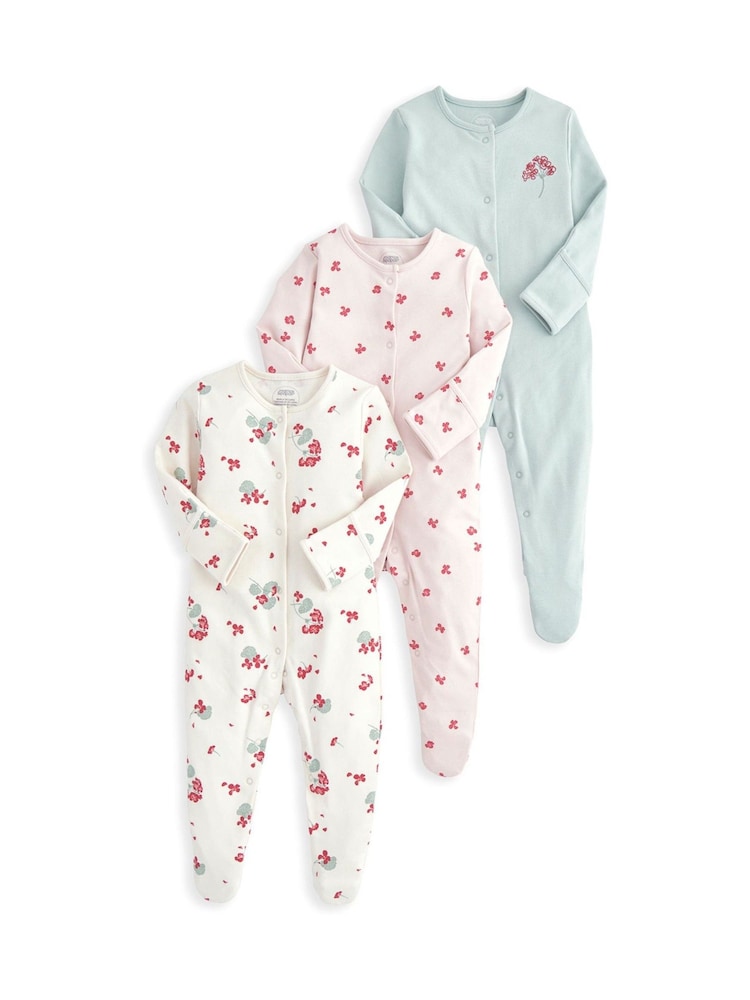 Mamas & Papas Pink Dino Prints Sleepsuits 3 Pack - Bild 1 von 8