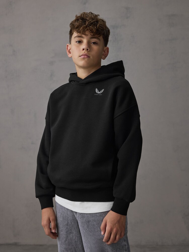 Castore Black Logo Long Sleeve Cotton Hoodie - Image 1 of 9 Castore Black Logo Long Sleeve Cotton Hoodie - Image 1 of 9