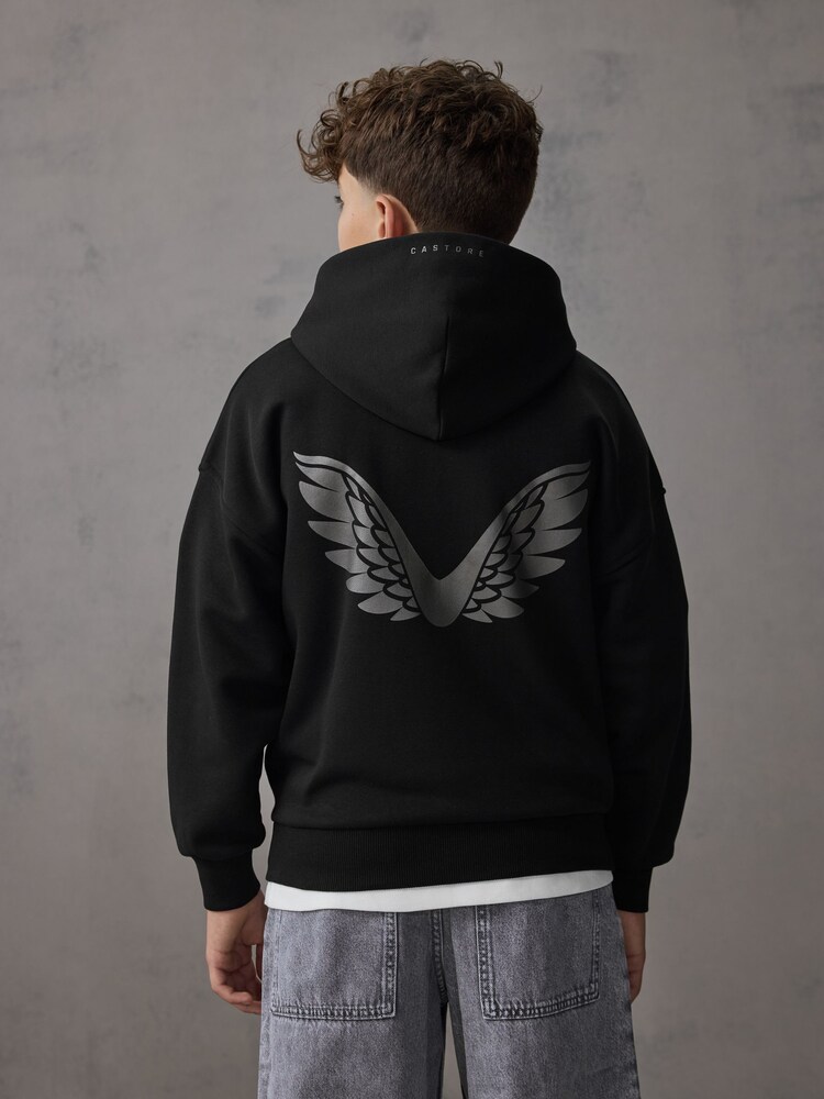 Castore Black Logo Long Sleeve Cotton Hoodie - Image 2 of 9 Castore Black Logo Long Sleeve Cotton Hoodie - Image 2 of 9
