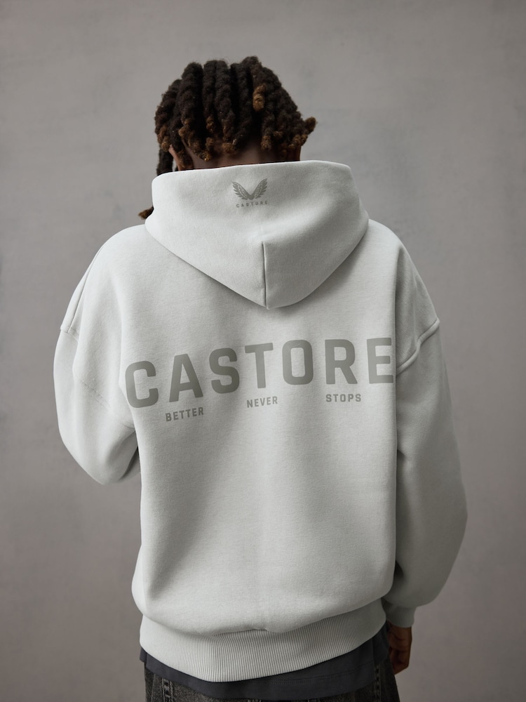 Castore Light Grey Logo Long Sleeve Cotton Hoodie - Image 1 of 9