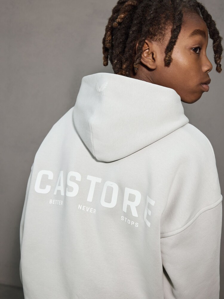 Castore Light Grey Logo Long Sleeve Cotton Hoodie - Image 2 of 9 Castore Light Grey Logo Long Sleeve Cotton Hoodie - Image 2 of 9