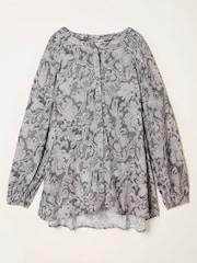 FatFace Faye Charcoal Grey Decorative Floral Tunic - Image 1 of 1