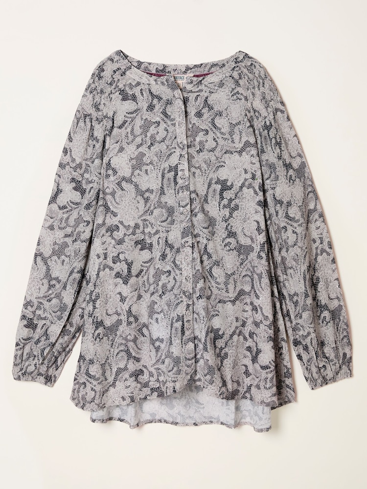 FatFace Faye Charcoal Grey Decorative Floral Tunic - Image 1 of 1