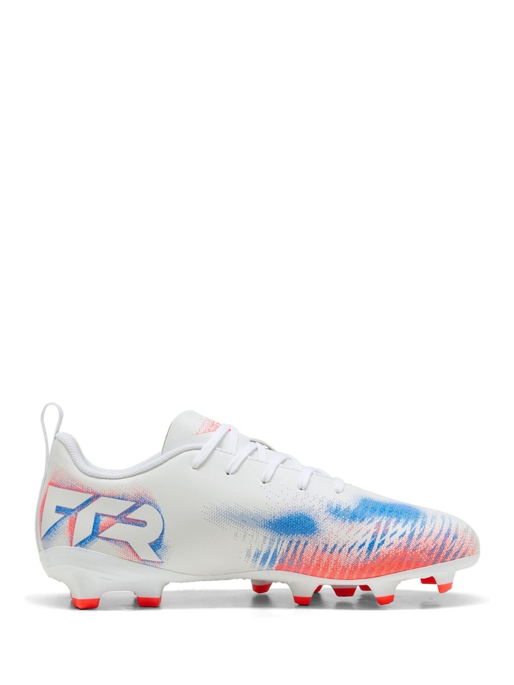 Puma White/Blue/Red Kids Future 8 Play Firm Ground Football Boots - Image 1 of 5