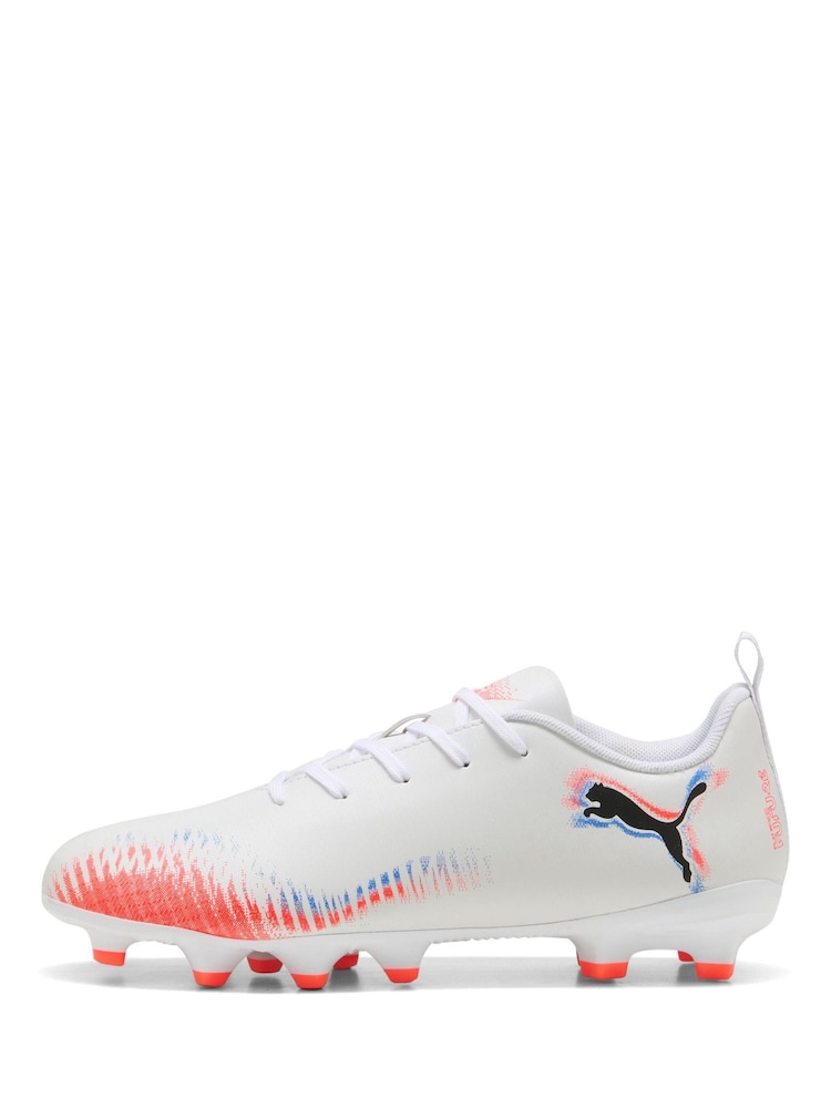 Puma White/Blue/Red Kids Future 8 Play Firm Ground Football Boots - Image 2 of 5