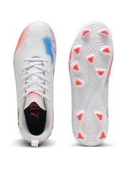 Puma White/Blue/Red Kids Future 8 Play Firm Ground Football Boots - Image 5 of 5