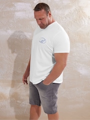 BadRhino Big & Tall White Script Print 100% Cotton T-Shirt - Image 4 of 6