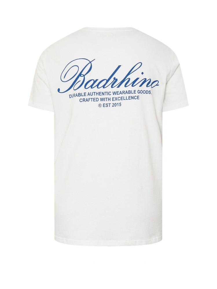 BadRhino Big & Tall White Script Print 100% Cotton T-Shirt - Image 6 of 6